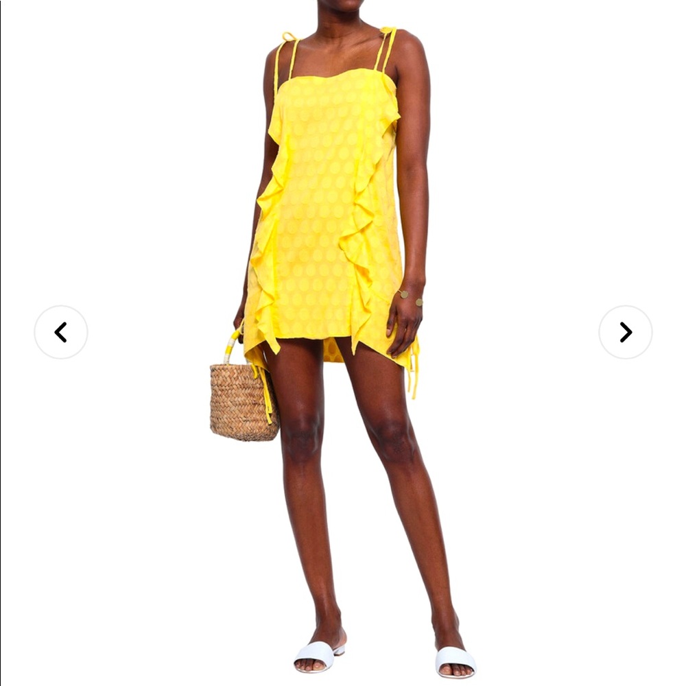 NWT$200 VIX PAULA HERMANNY
Ruffled Fil Coupé Cotton Mini Dress In Yellow Sz S